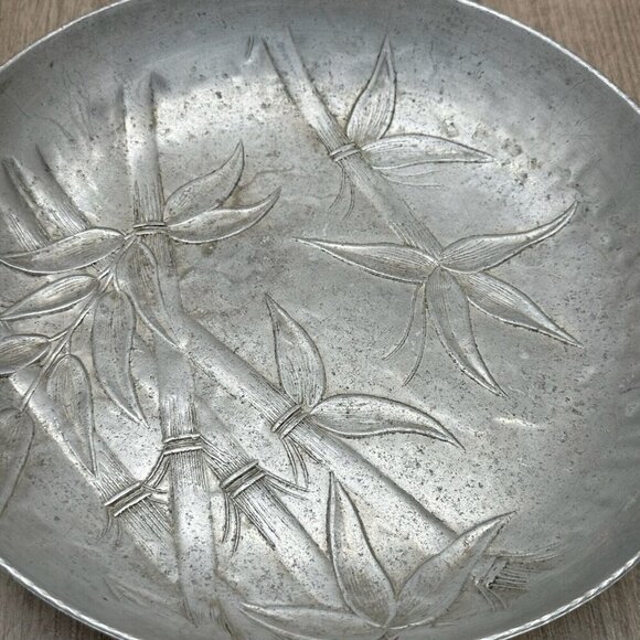 Vintage Everlast Hand-Forged Aluminum Bowl Bali Bamboo Motif B57 Round Silver - Picture 5 of 9